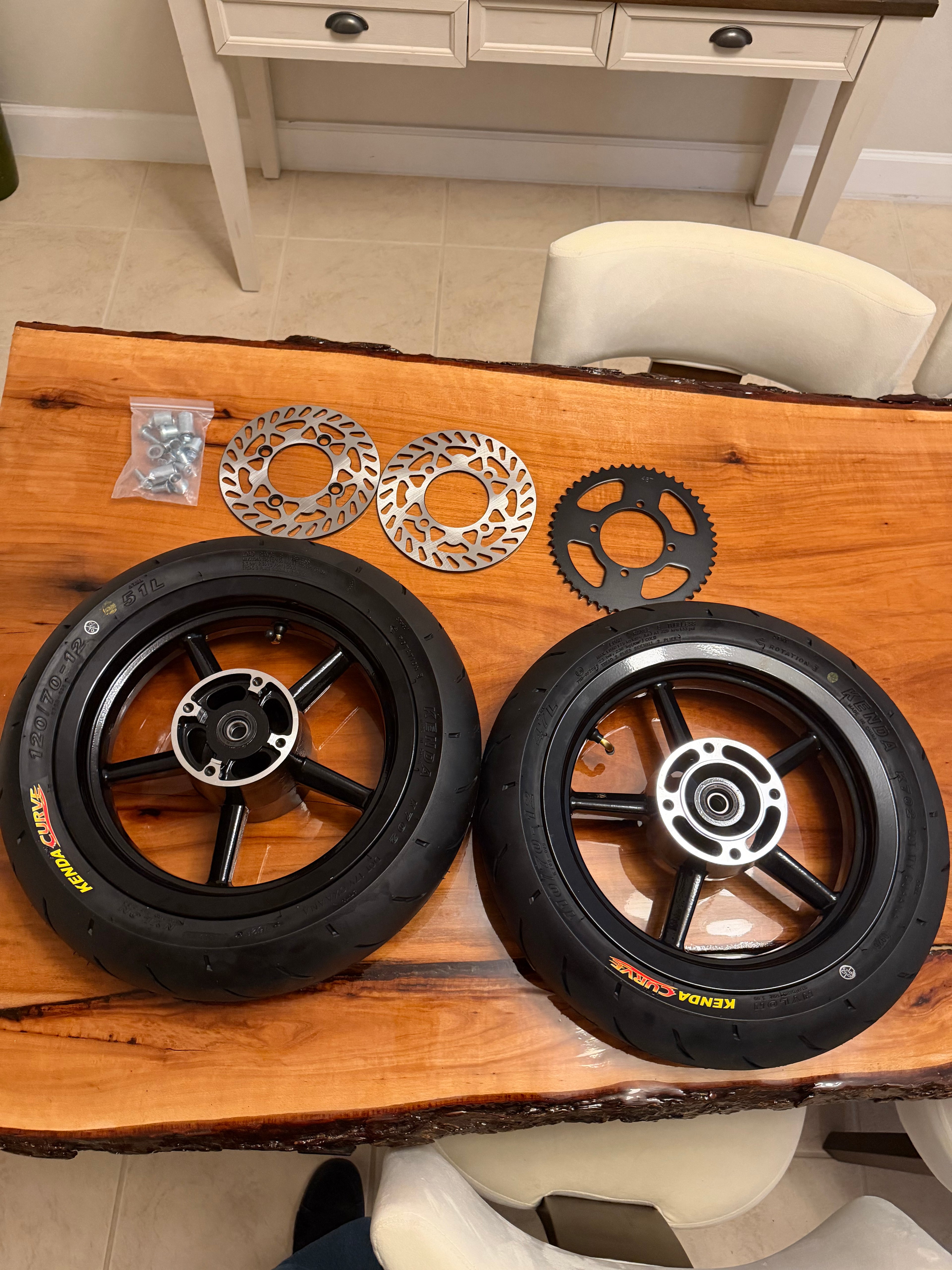 12in supermoto wheel set