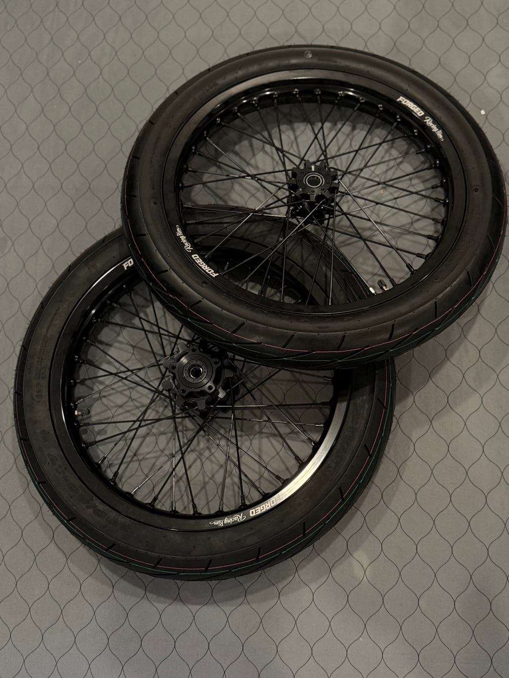 Surron Light Bee X / E-Ride Pro Supermoto Wheelset (Thick/Wide) - Chrome Silver / Gloss Black